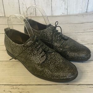 AGL Black and White Leather Lace Up Oxfords